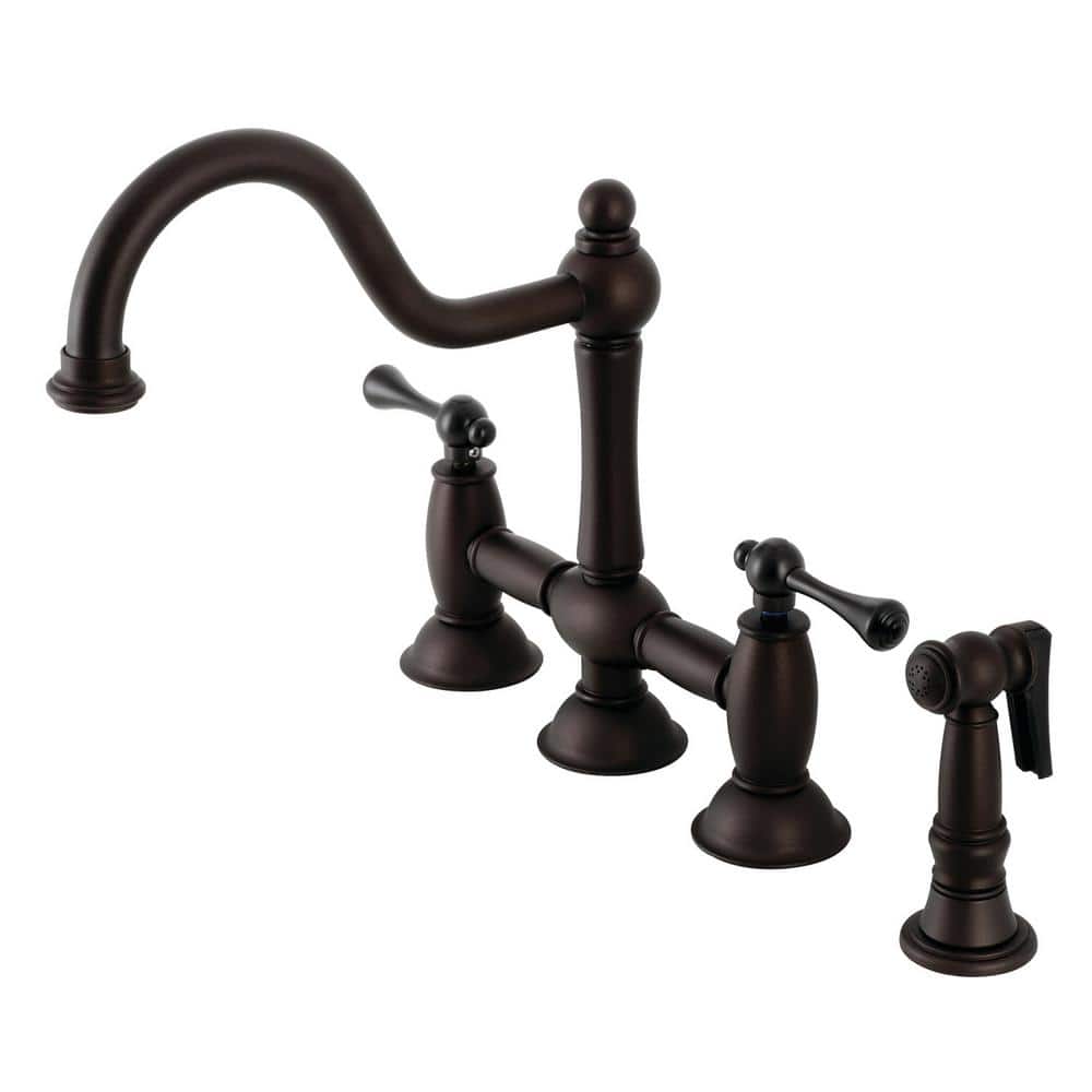 Restoration 2-Handle Bridge Kitchen Faucet with Brass Sprayer in Oil Rubbed Bronze price history on PriceWatchPro
