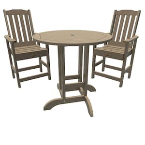 Springville Woodland Brown Counter Height Plastic Outdoor Dining Set in Woodland Brown Set of 2