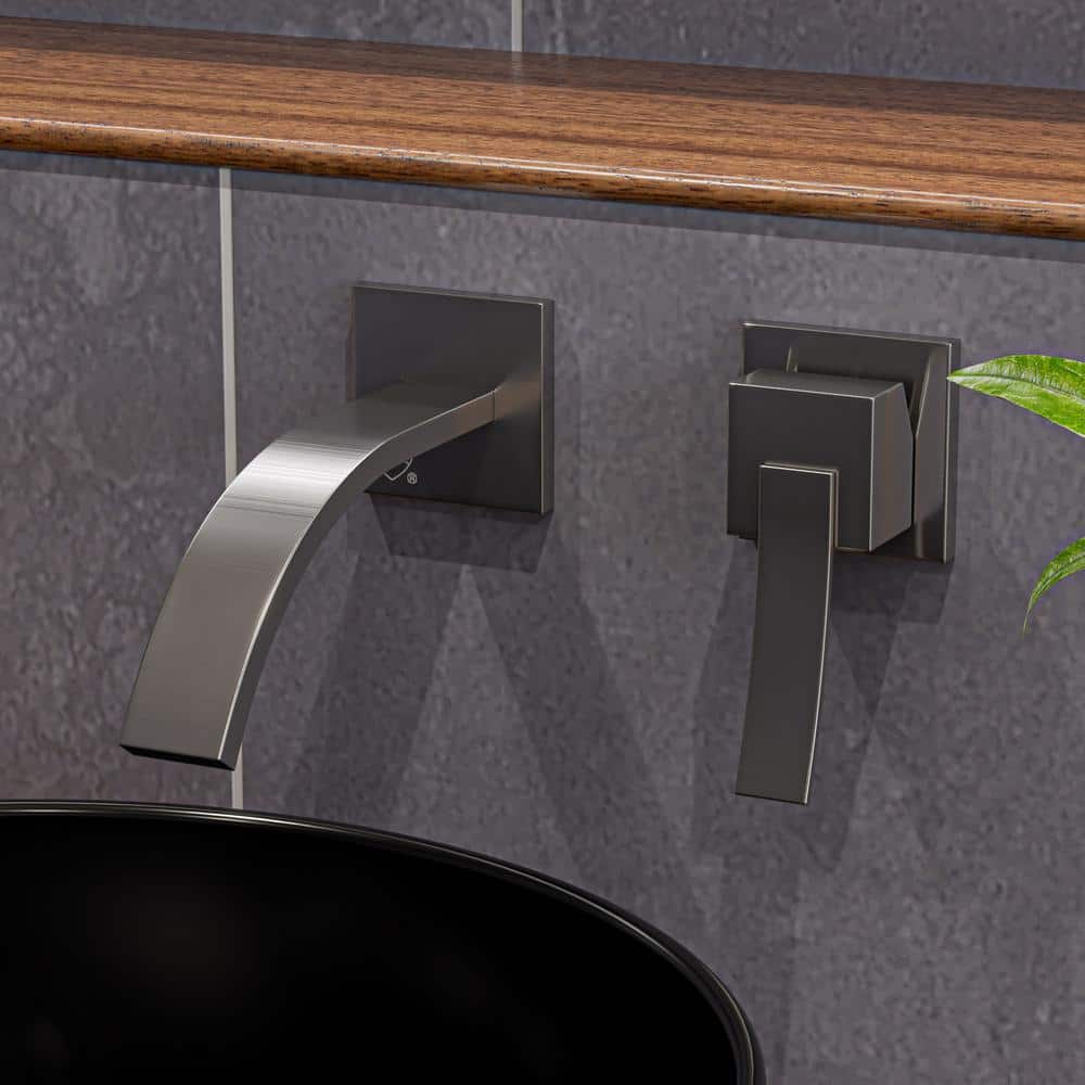 Brushed Nickel Modern Wall-Mounted Single Lever Bathroom Faucet