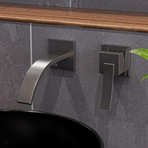 Single-Handle Wall Mount Bathroom Faucet in Brushed Nickel