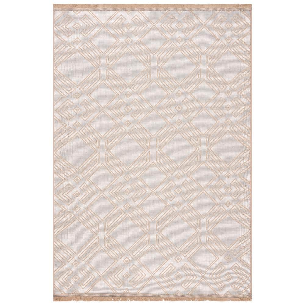 Ivory and Natural Geometric Flat Woven Area Rug