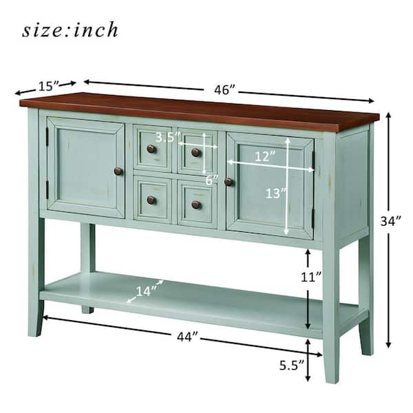 Merra 46 in. Blue Rectangle MDF Wood Sideboard 2 Drawer Buffet Modern  Console Table Credenza CCD-Y002-BL-BNHD-1 - The Home Depot