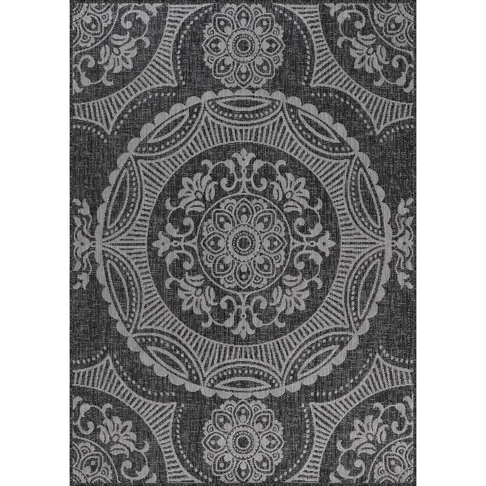 Waikiki Dark Grey/White 8 ft. x 10 ft. Medallion Indoor/Outdoor Area Rug price history on PriceWatchPro