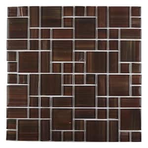 Classic Design Multifinish Brown & Gray 12 in. x 12 in. Square Mosaic Glass & Stone Wall Pool Tile (1 Sq. Ft./Piece)