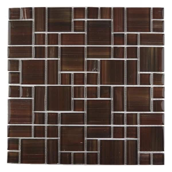 ABOLOS Handicraft Magic Brown 12 in. x 12 in. Stained Glass Wall and Pool Mosaic Tile (1.05 sq.ft/Each)