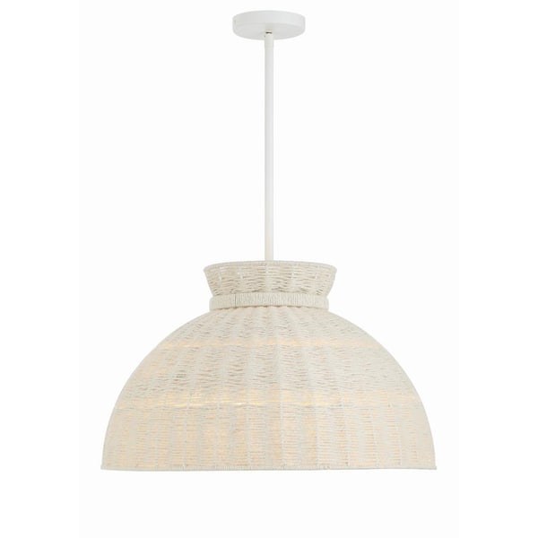 Crystorama Reese 4-Light 22 in. Matte White Hand-Woven Pendant