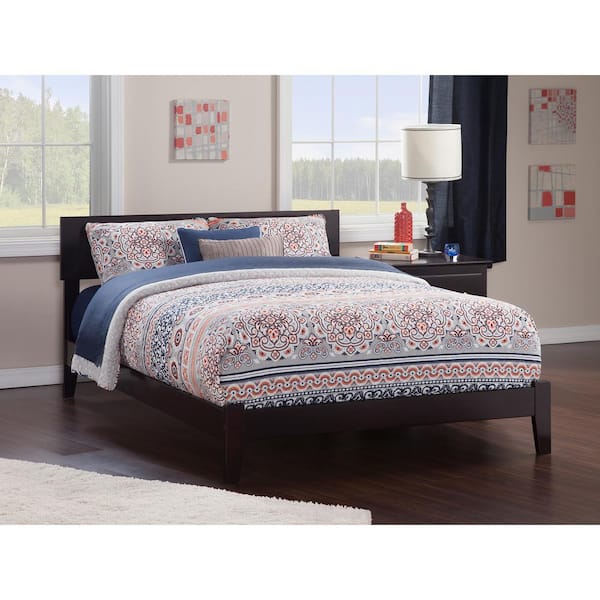 AFI Orlando Espresso Dark Brown Solid Wood Queen Traditional Panel Bed with Open Footboard and Attachable Device Charger