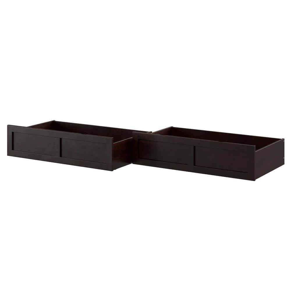 Espresso Solid Hardwood Underbed Storage Drawers Set