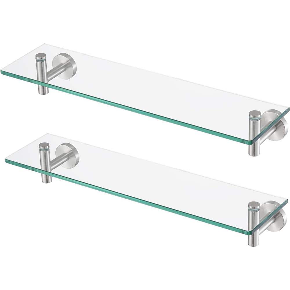 20 in. W x 5.7 in. D Brushed Finish Decorative Wall Shelf, Bathroom Glass S