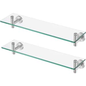 20 in. W x 5.7 in. D Brushed Finish Decorative Wall Shelf, Bathroom Glass Shelf