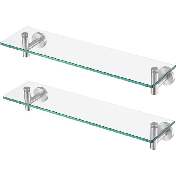 Cubilan 20 in. W x 5.7 in. D Brushed Finish Decorative Wall Shelf, Bathroom Glass Shelf