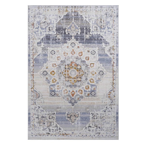 LOOM & LUXE Collection 2 ft. X 3 ft. Cream Medallion Non-Shedding Stylish and Stain Resistant Area Rug