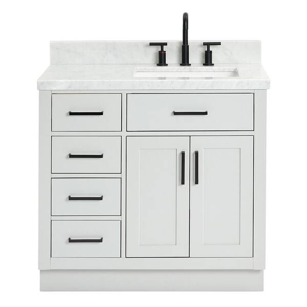 ARIEL Hepburn 37 in. W x 22 in. D x 36 in. H Bath Vanity in Grey with ...