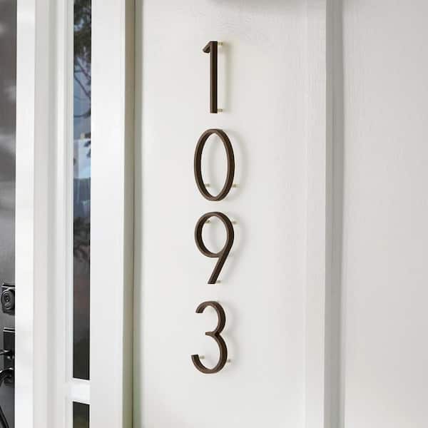 5 in. Modern Wood Grain Zinc Alloy Floating or Flush Metal House Number 0