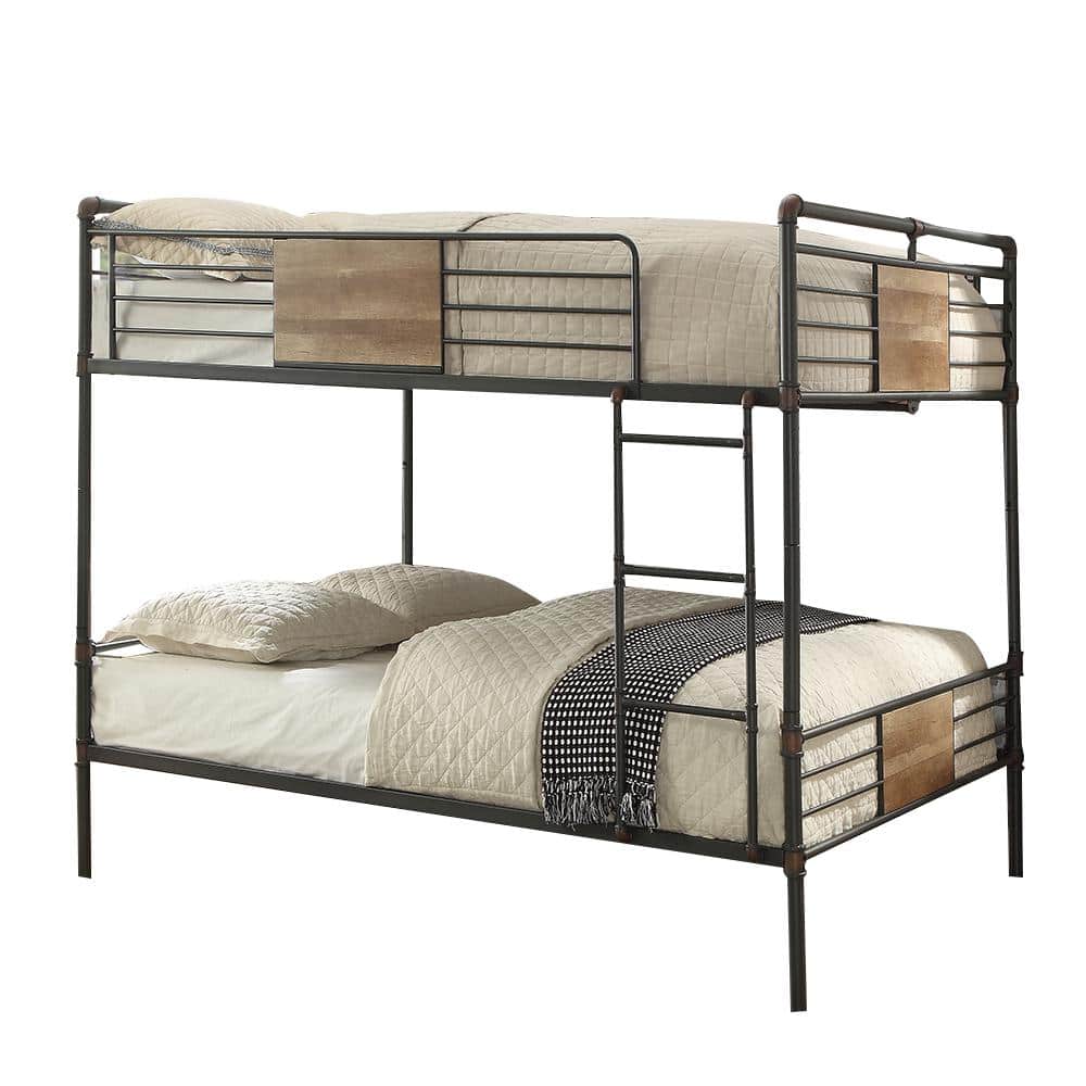 Acme Furniture Brantley Sandy Black and Dark Bronze Hand-Brushed 60 in. x  80 in. Bunk Bed 37720 - The Home Depot