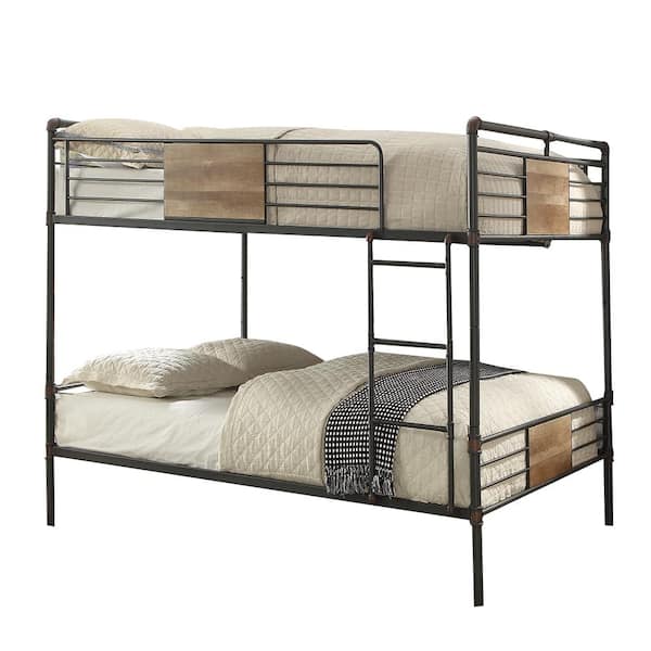 Acme Furniture Brantley Sandy Black and Dark Bronze Hand-Brushed 60 in. x 80 in. Bunk Bed