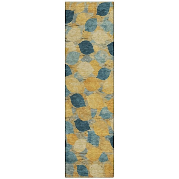 Chantille Machine Washable Indoor/Outdoor Abstract ACN2444 Gold 2 ft. x 7 ft. Runner Rug
