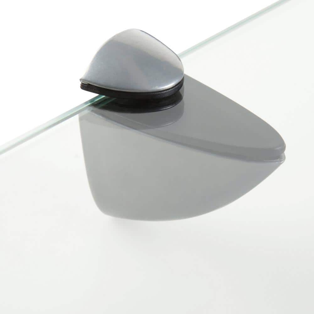 Clear Glass Floating Legacy Wall Shelf, 25" Silver Bracket