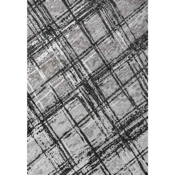Slant Modern Abstract Black/Gray 8 ft. x 10 ft. Area Rug
