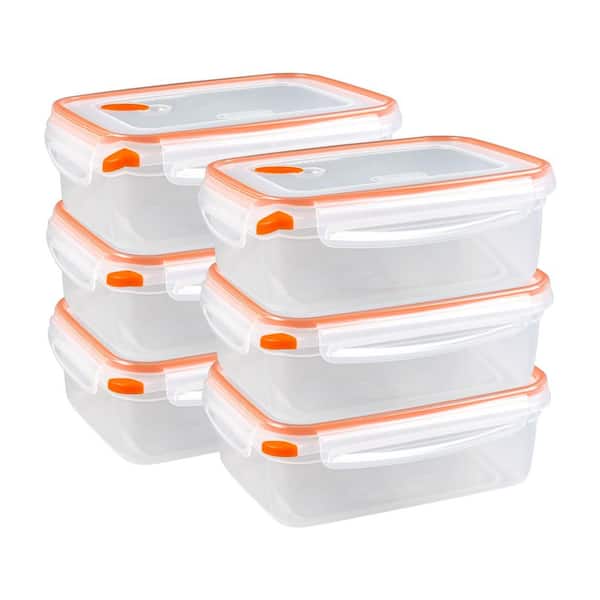 8.3 Cup Rectangle Ultra-Seal Food Container, Orange (6 Pack)
