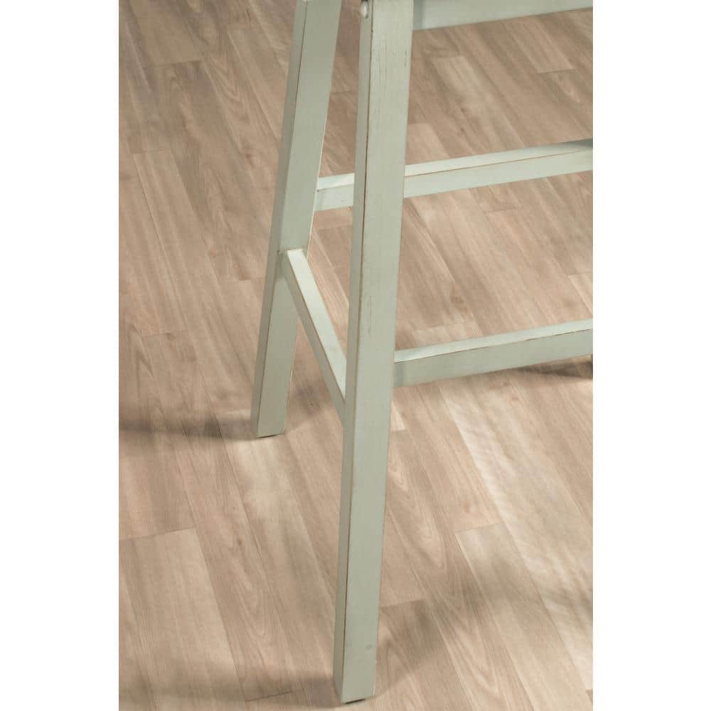 Moreno Blue Gray 24" Wood Backless Saddle Counter Stool
