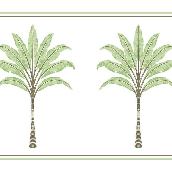 NextWall Green Tea Montgomery Palm Vinyl Peel and Stick Wallpaper Border