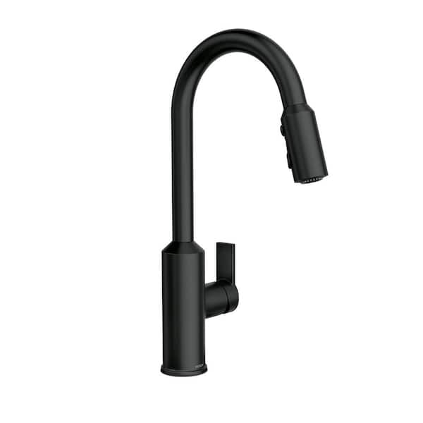 MOEN Meena Single-Handle Pull-Down Sprayer Kitchen Faucet with Power Clean and Reflex in Matte Black
