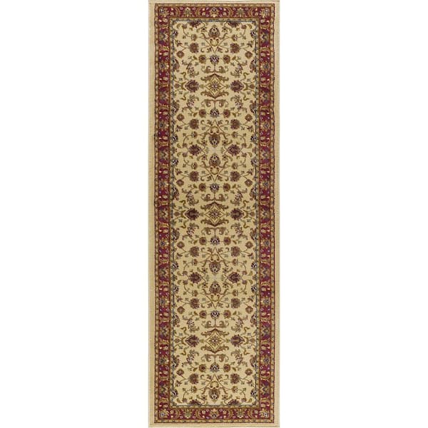 Sensation Border Ivory 2 ft. x 10 ft. Indoor Runner Rug