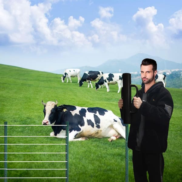 12 lbs. Black T Posts Driver with Handles, 17 in. Metal Post and Sign Post Pole Driver Tool for Fencing