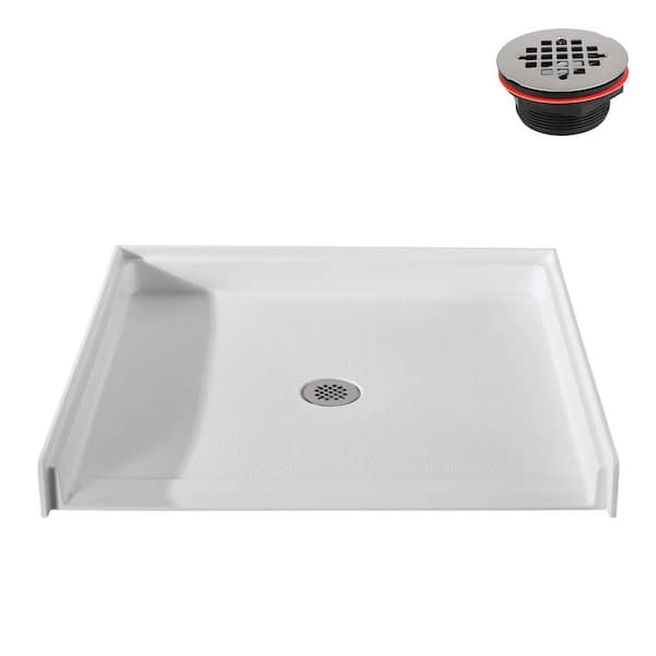 38 in. x 38 in. Alcove Acrylic ADA Shower Pan Base in Glossy White with Center Drain, Drain Included