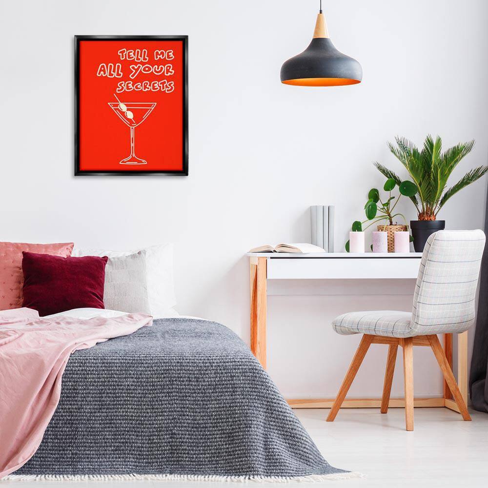 Tell Me Your Secrets Cocktail by House of Lulu Black Floater Frame Typography Graphic Art Print 31 in. x 25 in. price history on PriceWatchPro