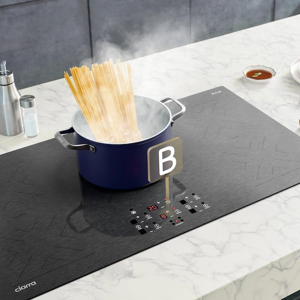 BigChef 36 in. 5 Burner Elements Induction Cooktop in Black with Glass Top, Speed Boost, Flex Zone Elements, Safety Lock