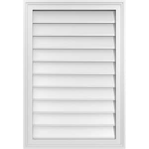 22 in. x 32 in. Vertical Surface Mount PVC Gable Vent: Decorative with Brickmould Frame
