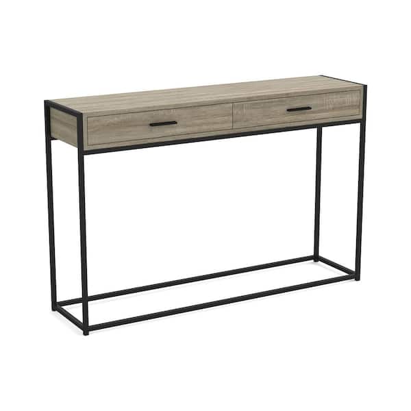 Safdie & Co. Cozy Home 48 in. Dark Taupe Standard Rectangle Wood Console Table with Drawers