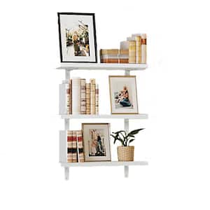 15.7" W x 4.7" D 3 Pack Floating Wood Shelves, Wall Mounted Shelves with Elegant Metal Brackets Decorative Wall Shelf