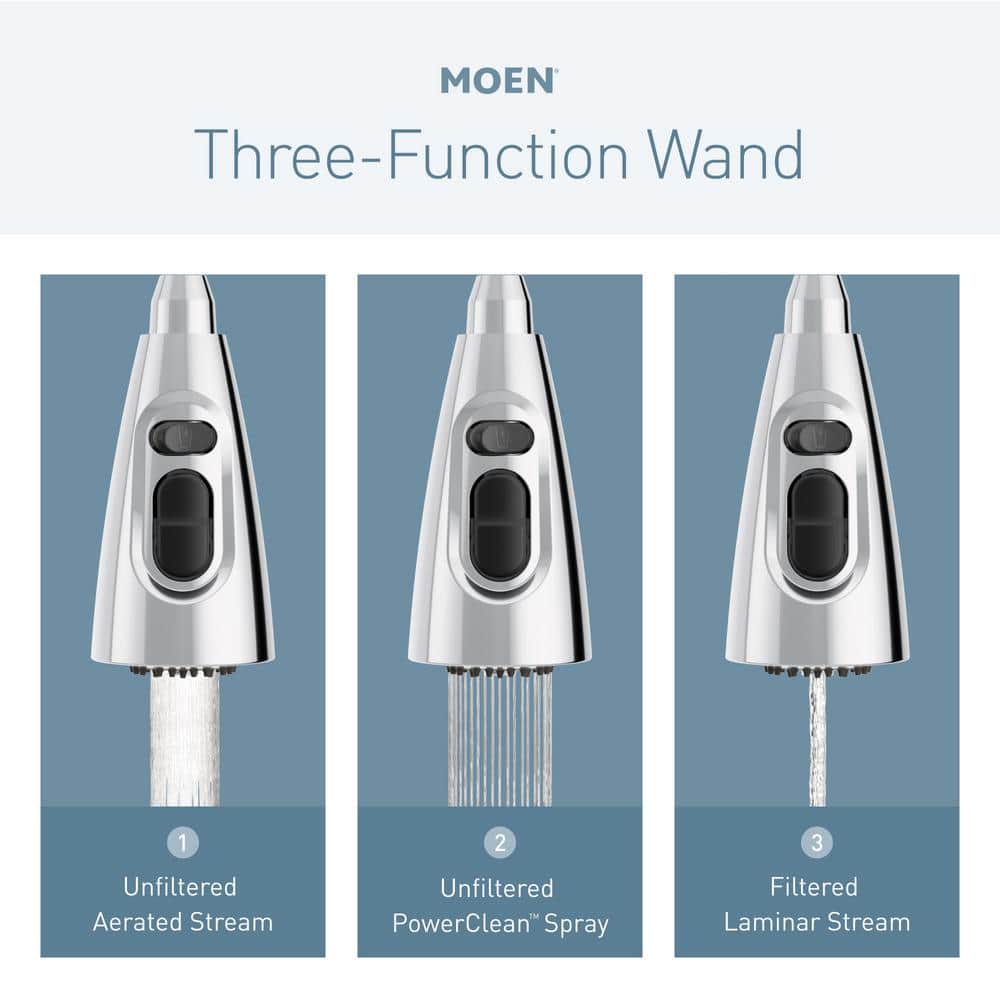 Chrome 3-in-1 Water Filtration Pull-Down Kitchen Faucet