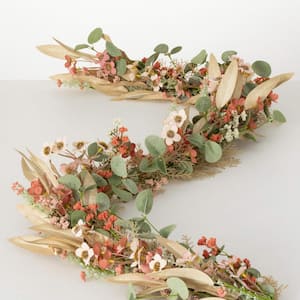 60 in. Artificial Rust Flower Eucalyptus Garland