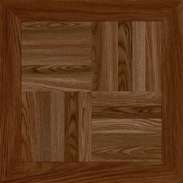 Red Wood Parquet 3 MIL x 12 in. W x 12 in. L Peel and Stick Water Resistant Vinyl Tile Flooring (30sqft/case)