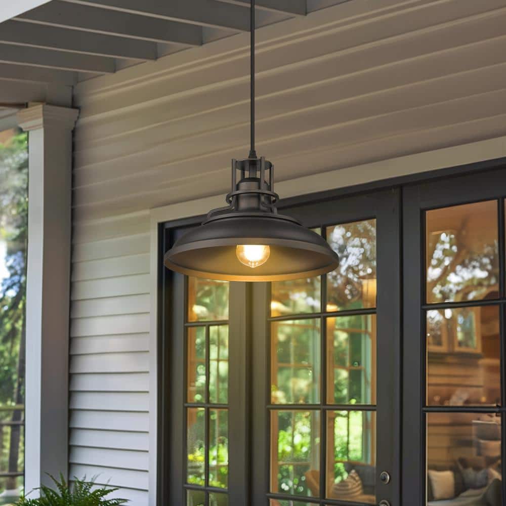 12-Inch Oil Rubbed Bronze Farmhouse Dome Pendant Light