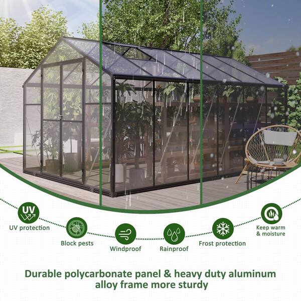 Hohuqeri 8 ft. W x 12 ft. D Outdoors Greenhouse Walk-In