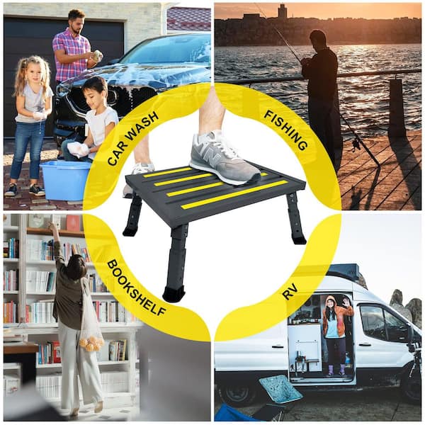 NVNOO 1.58 ft. x 1.29 ft. Aluminum Foldable Platform Step Stool