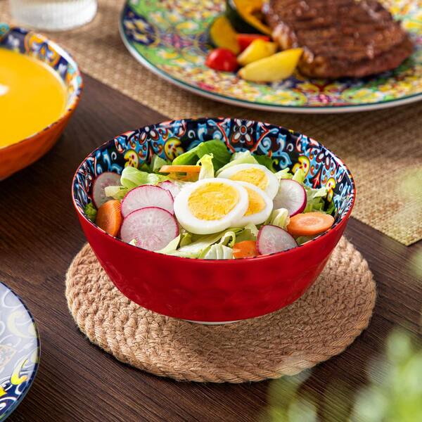 MALACASA 16-Piece Bohemian Multi-Colored Stoneware Dinnerware Set
