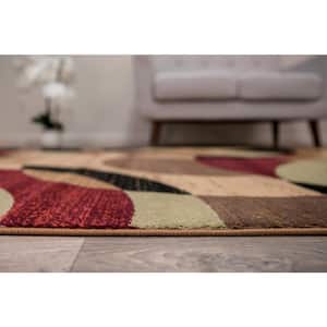 Modern Abstract Circles Multi 5 ft. 3 in. x 7 ft. 3 in. Indoor Area Rug