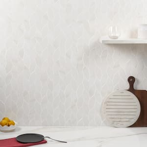 Terius Dolomite Warm White 11.41 in. x 14.96 in. Polished Marble Look Porcelain Mosaic Tile (1.19 sq. ft./Each)