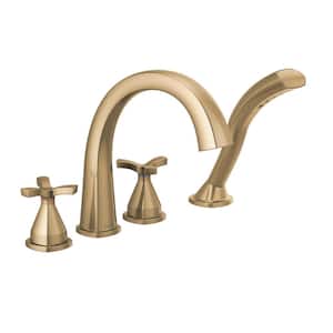 Stryke 2-Handle Deck Mount Roman Tub Faucet Trim Kit in Champagne Bronze with Hand Shower (Valve Not Included)