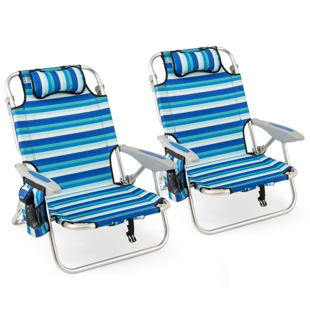 Set of 2 Aluminum Folding Beach Chairs with 4-Position Backrests and 330 lb. Capacity, Blue price history on PriceWatchPro