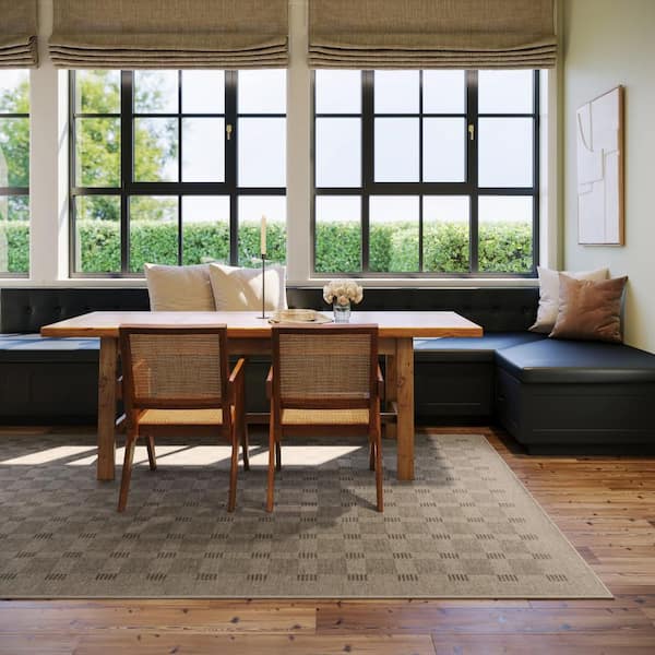 Nate Berkus x Rugs Walker Modern Checkered Washable Brown 9 ft. x 12 ft. Indoor Area Rug