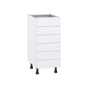 Fairhope Bright White Slab Assembled Base Kitchen Cabinet with 6 Drawers (15 in. W x 34.5 in. H x 24 in. D)