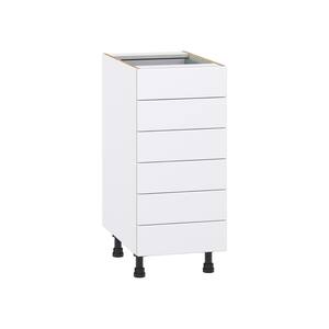 Fairhope Bright White Slab Assembled Base Kitchen Cabinet with 6 Drawers (15 in. W x 34.5 in. H x 24 in. D)