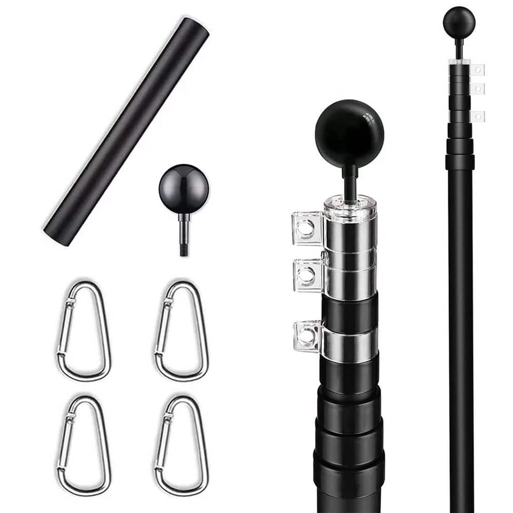30 ft. Outdoor Heavy Duty Black Aluminum In Ground Telescoping Flagpole Kits price history on PriceWatchPro